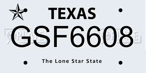GSF6608 Texas License Plate