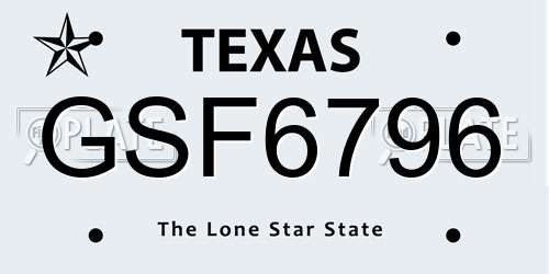 GSF6796 Texas License Plate