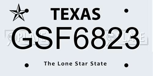 GSF6823 Texas License Plate