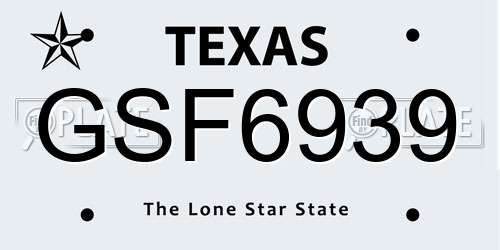 GSF6939 Texas License Plate
