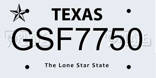 GSF7750 Texas License Plate