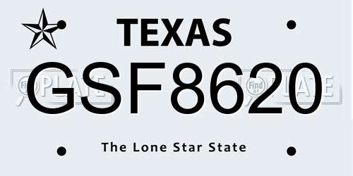 GSF8620 Texas License Plate