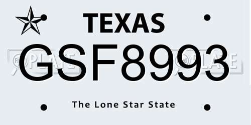 GSF8993 Texas License Plate