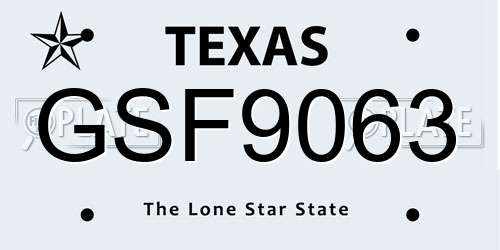 GSF9063 Texas License Plate
