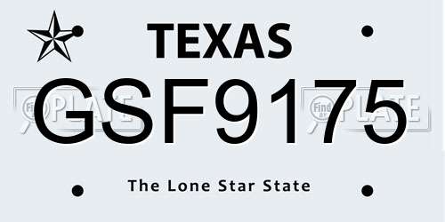 GSF9175 Texas License Plate