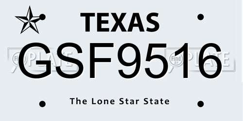 GSF9516 Texas License Plate
