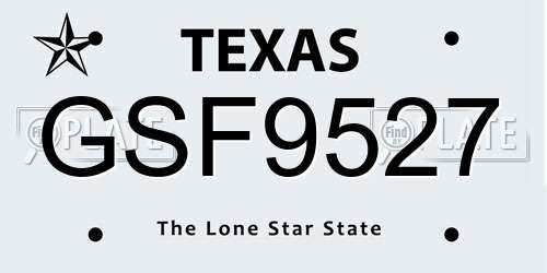 GSF9527 Texas License Plate