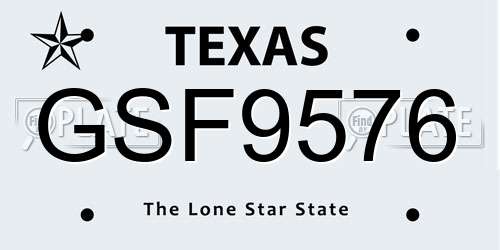 GSF9576 Texas License Plate