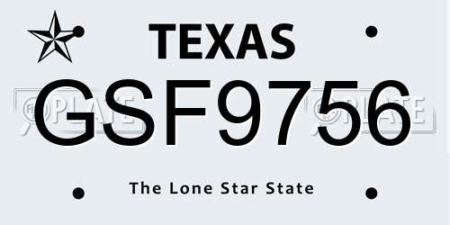 GSF9756 Texas License Plate