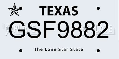 GSF9882 Texas License Plate