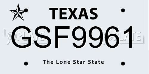 GSF9961 Texas License Plate