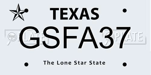 GSFA37 Texas License Plate