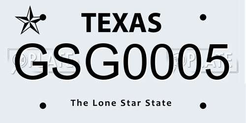 GSG0005 Texas License Plate