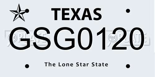GSG0120 Texas License Plate