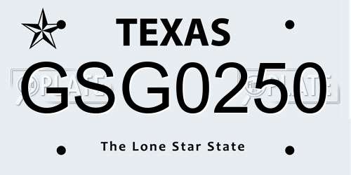 GSG0250 Texas License Plate