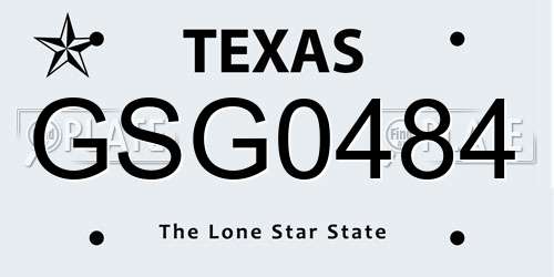 GSG0484 Texas License Plate