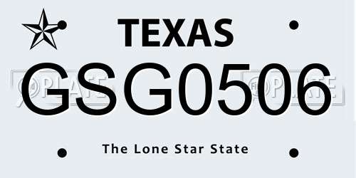 GSG0506 Texas License Plate