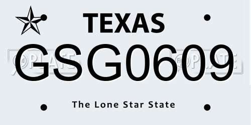GSG0609 Texas License Plate