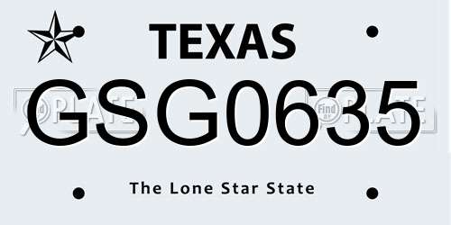 GSG0635 Texas License Plate