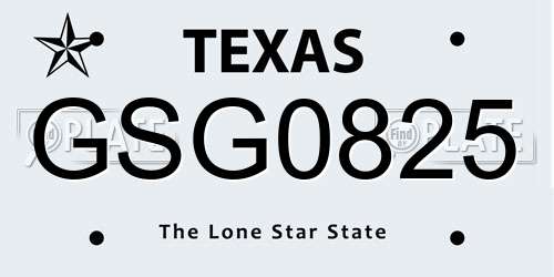 GSG0825 Texas License Plate