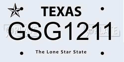 GSG1211 Texas License Plate