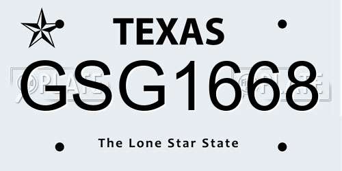 GSG1668 Texas License Plate