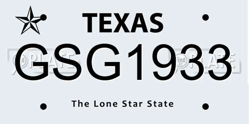 GSG1933 Texas License Plate