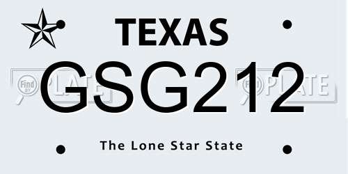 GSG212 Texas License Plate