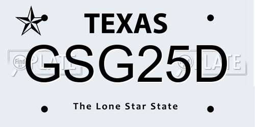 GSG25D Texas License Plate