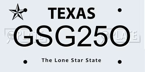 GSG25O Texas License Plate