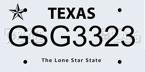 GSG3323 Texas License Plate