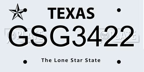 GSG3422 Texas License Plate