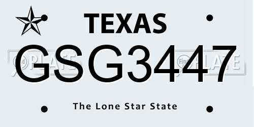 GSG3447 Texas License Plate
