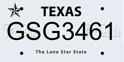GSG3461 Texas License Plate