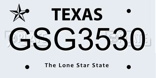 GSG3530 Texas License Plate
