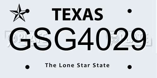 GSG4029 Texas License Plate