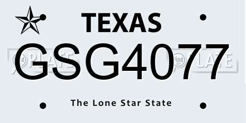 GSG4077 Texas License Plate