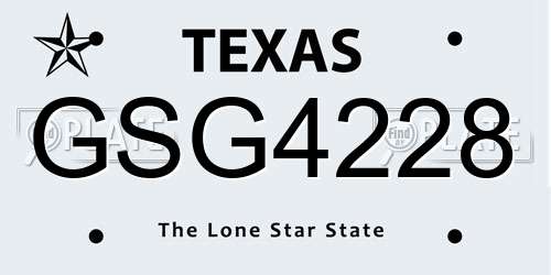 GSG4228 Texas License Plate
