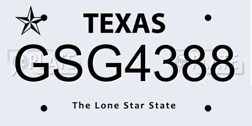 GSG4388 Texas License Plate
