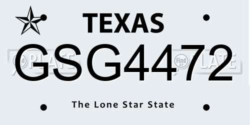 GSG4472 Texas License Plate