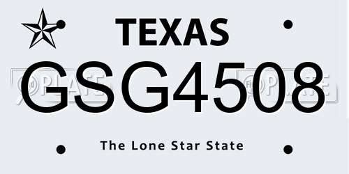 GSG4508 Texas License Plate