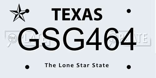 GSG464 Texas License Plate