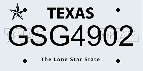 GSG4902 Texas License Plate