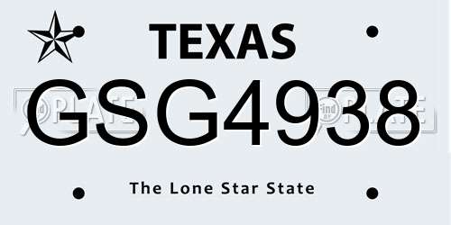 GSG4938 Texas License Plate