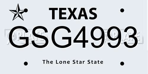 GSG4993 Texas License Plate
