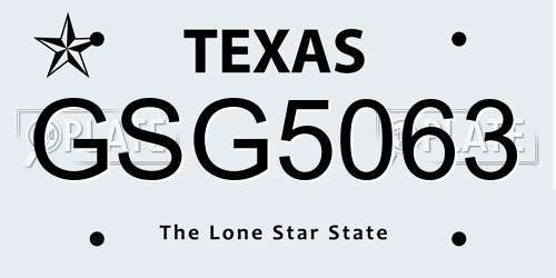 GSG5063 Texas License Plate