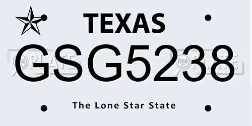 GSG5238 Texas License Plate