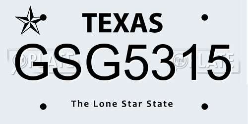 GSG5315 Texas License Plate