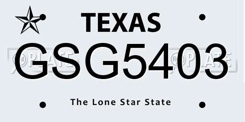 GSG5403 Texas License Plate