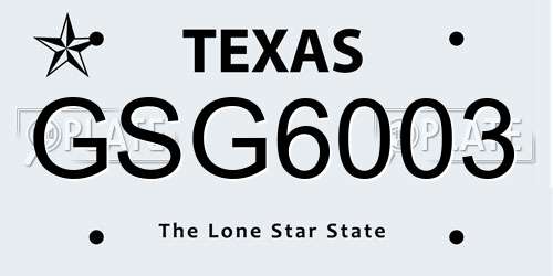 GSG6003 Texas License Plate